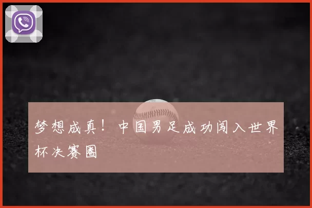 梦想成真!中国男足成功闯入世界杯决赛圈